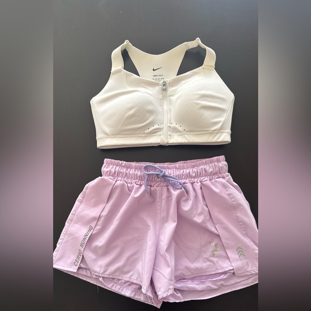 Cervo sports  Light Purple Athletic Shorts and Nike Top